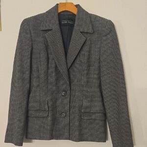 Ellen Tracy Women's Charcoal Checkered Blazer